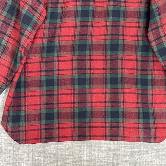 Vintage Arrow Shirt Mens Large Wool Tartan Plaid Red Long Sleeve Button - Picture 7 of 10